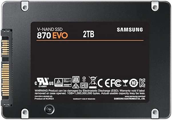Samsung MZ-77E2T0BW 870 EVO 2TB 2.5 inch SATA 3.0 6 Gb/s Solid State Drive