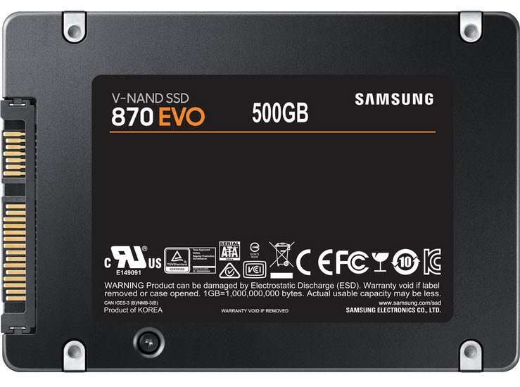 Samsung 870 EVO 500GB 2.5 inch Solid State Drive - SAMSUNG MZ-77E500BW