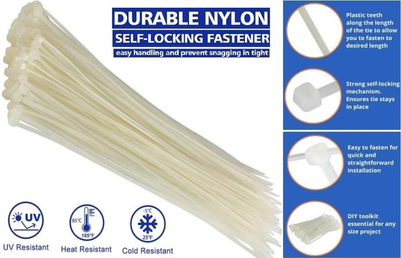 Noble Nylon Cable Ties 2.5 x 100mm Pack of 100 White