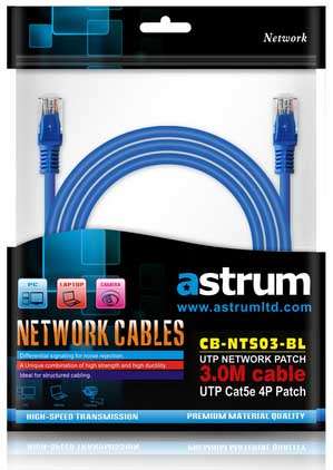 Astrum 3.0 Meters Cat5e Blue Networking Cable