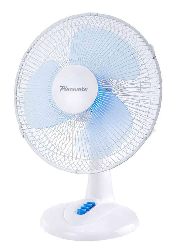Pineware 30cm White Plastic Desktop Fan