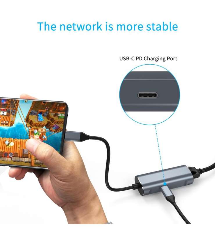 USB-C hub 1000m LAN+PD