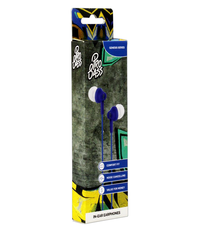 Pro Bass Genesis series Packaged Aux earphone No Microphone Royal Blue