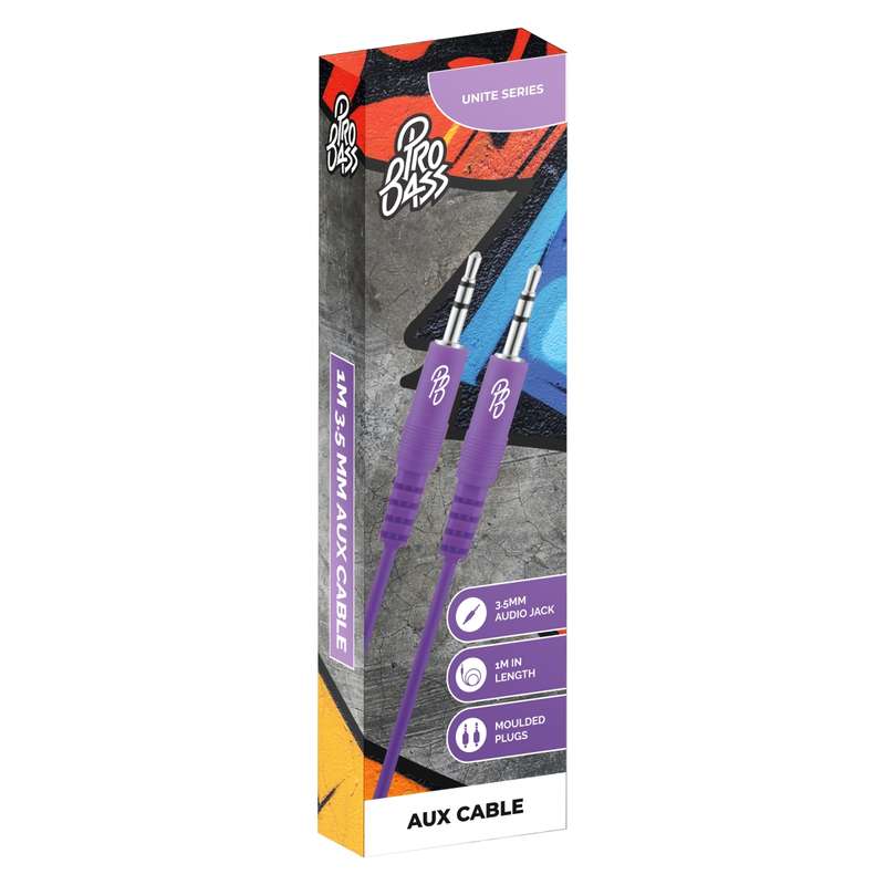 Pro Bass Unite Series- Boxed Auxiliary Cable-Purple