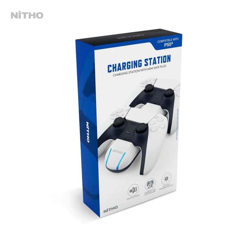 Nitho PS5 Charging Station With Mini Safe Plugs - Including USB-C cable