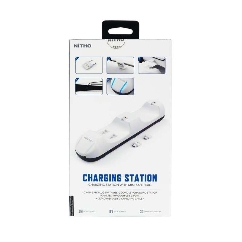 Nitho PS5 Charging Station With Mini Safe Plugs - Including USB-C cable