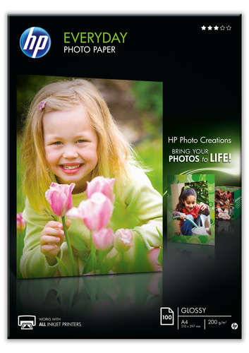 HP Everday Glossy Photo Paper 200 G/M -100 SHT/A4/210 X 297 MM
