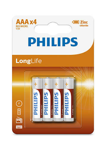Philips LongLife R03L4B/97 4xAAA Battery Pack