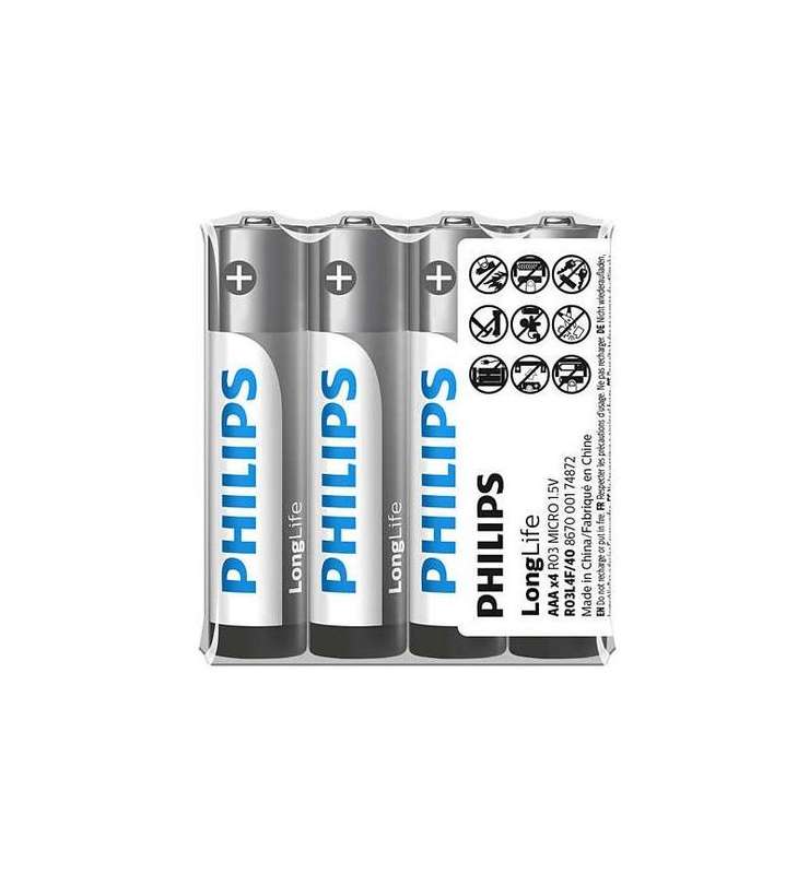 Philips LongLife Battery AAA 4 Pack - R03L4F/40