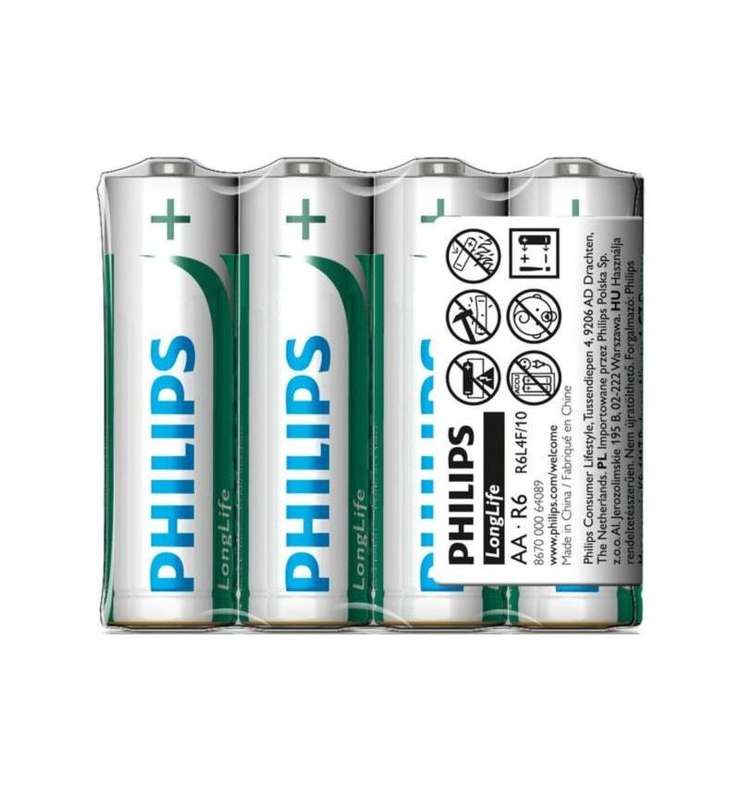 Philips LongLife Battery AA 4 Pack - R6L4F/40