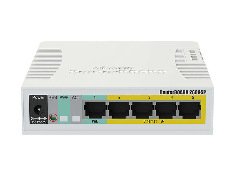 MikroTik SwOS Switch 5 Port Gigabit PoE 1SFP | RB260GSP