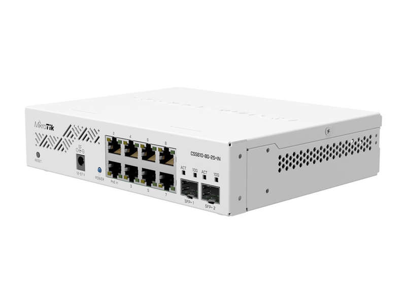 MikroTik SwOS Cloud Switch 8 Port Gigabit 2SFP+ PoE Input | CSS610-8G-2S+IN