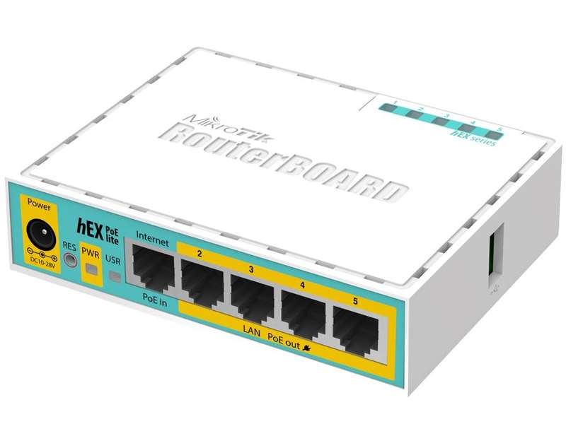 MikroTik hEX PoE Lite 5 Port Ethernet 4 PoE Router | RB750UPr2