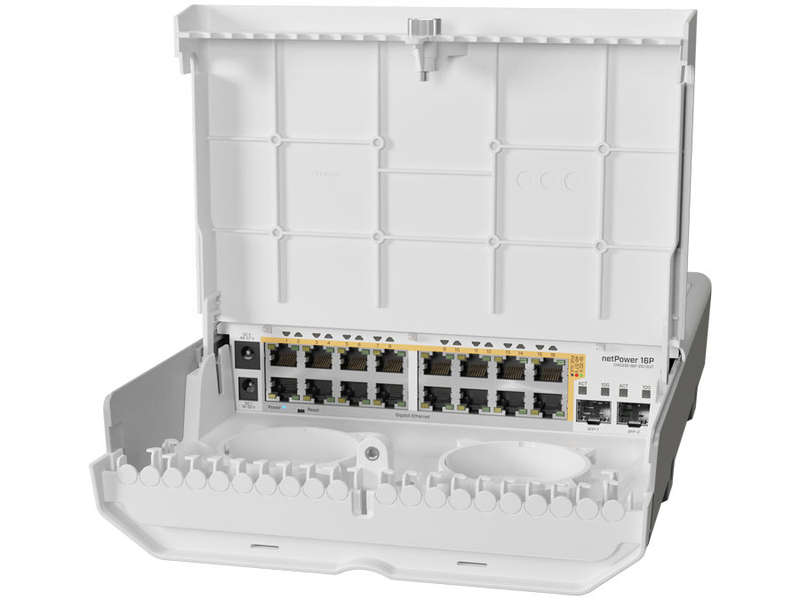 MikroTik netPower 16P 16 PoE Output 2 SFP+ Outdoor Switch | CRS318-16P-2S+OUT