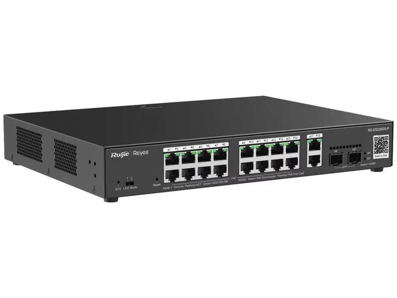 Reyee 18 Port Gigabit with 16 PoE 250W 2SFP Smart Managed Switch | RG-ES220GS-P