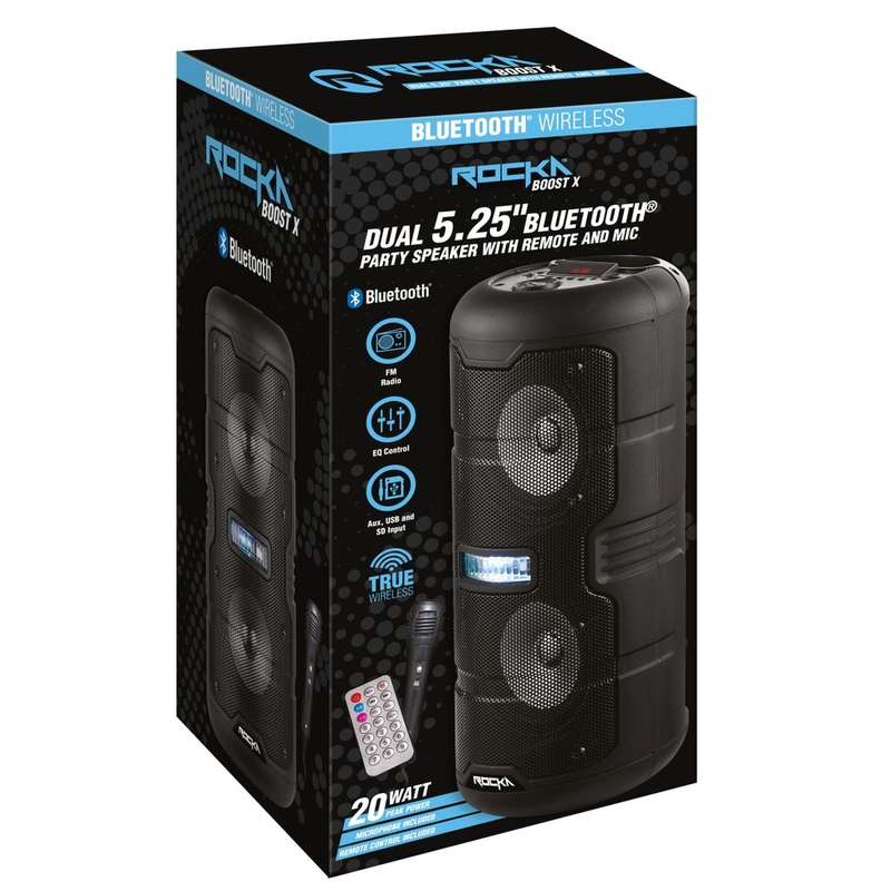 Rocka Boost X Dual 5.25 inch Series Party Speaker + Microphone