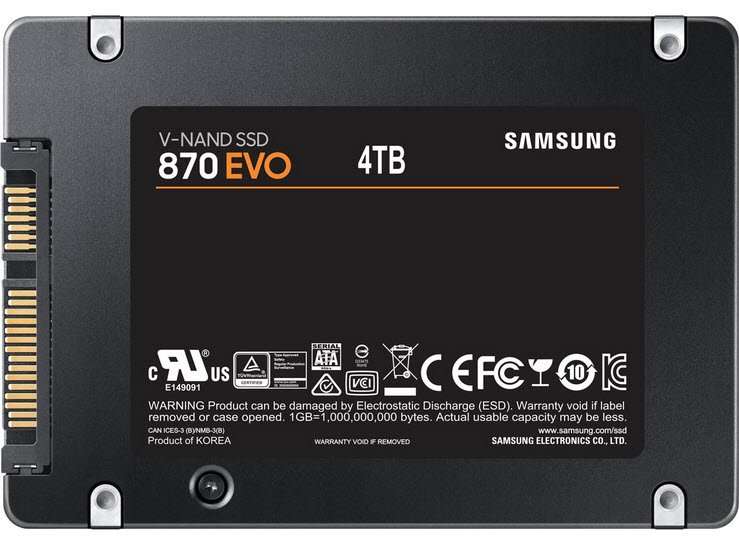 Samsung 870 EVO 4TB 2.5 inch Solid State Drive - SAMSUNG MZ-77E4T0BW