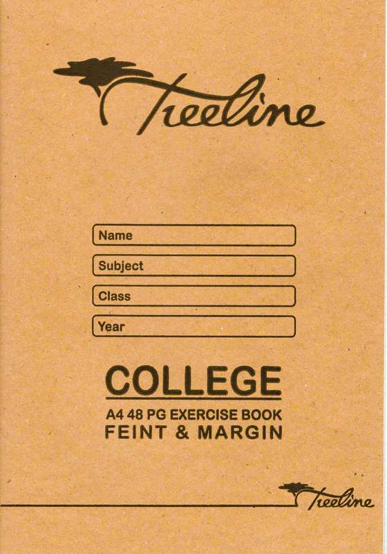 TREELINE A4 48 pg COLLEGE EXERCISE BOOK FEINT AND MARGIN