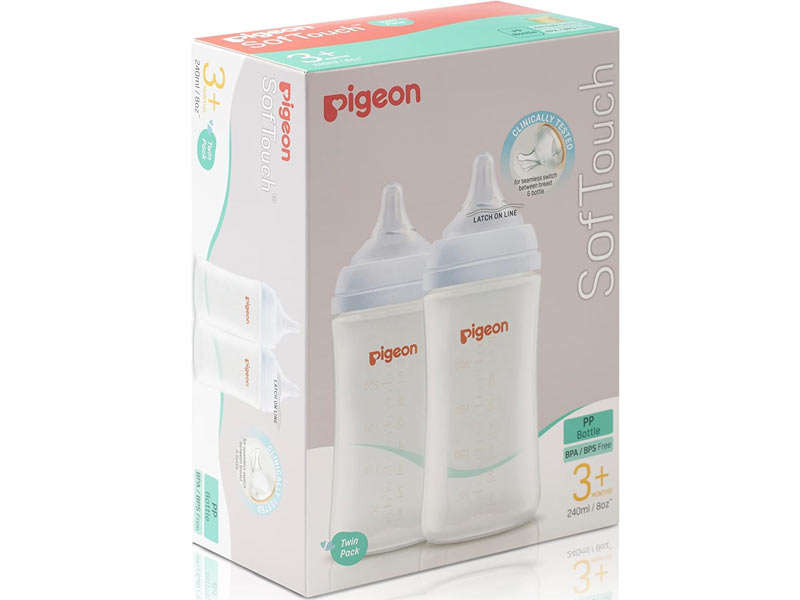 Pigeon 240ml SofTouch 3 PP Nursing Bottle Twin Pack
