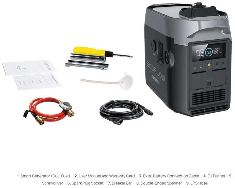 Ecoflow 1800W petrol and LPG single cylinder four stroke Air Cooled Pure Sinewave