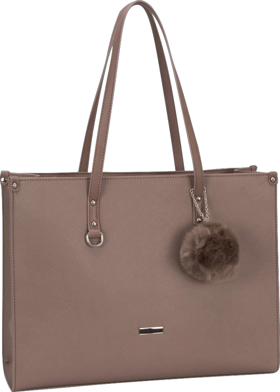 Supanova Pompom Ladies Laptop Bag Taupe