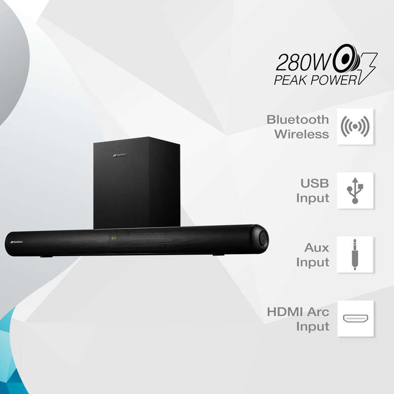 Sansui SN70 2.1 Channel 70W Soundbar - Powerful Sound for Home Entertainment