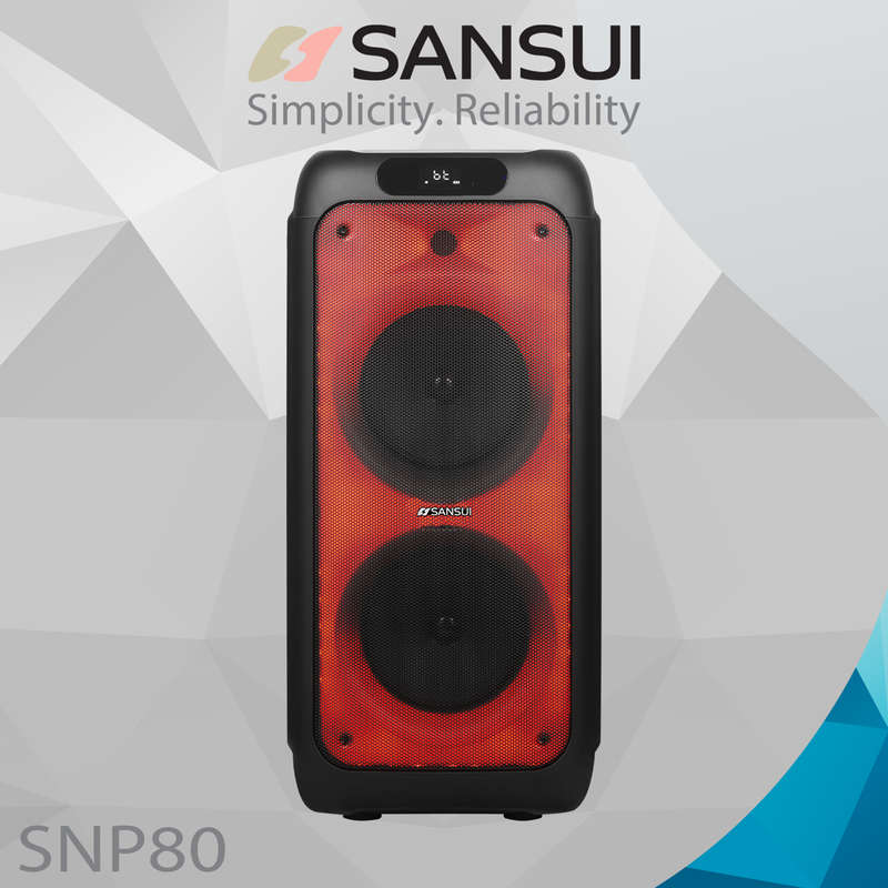 Sansui SNP80 8-Inch Party Speaker - Powerful Sound in a Compact Design Black