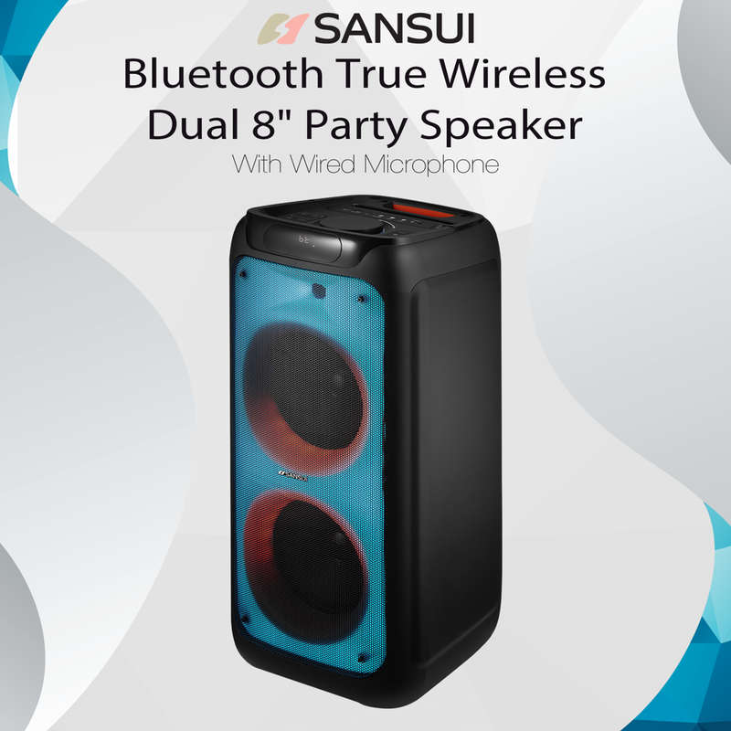 Sansui SNP80 8-Inch Party Speaker - Powerful Sound in a Compact Design Black