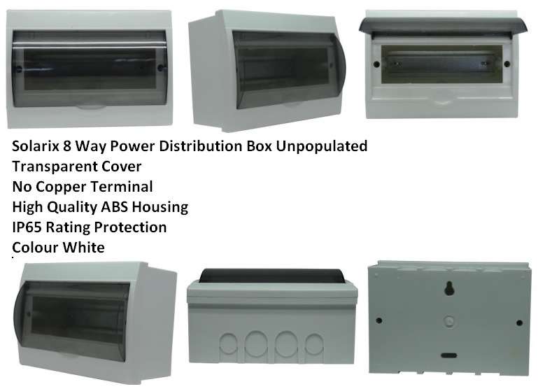 Solarix 8 Way DC Power Distribution Box with Transparent