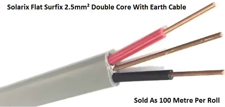 Solarix Flat Surfix 2.5mm² Double Core With Earth Cable