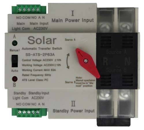 Solarix Dual Power ATS 63A 2 Pole Automatic Change Over