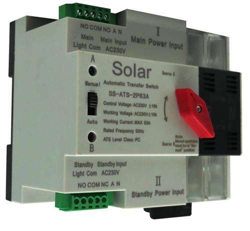 Solarix Dual Power ATS 63A 2 Pole Automatic Change Over