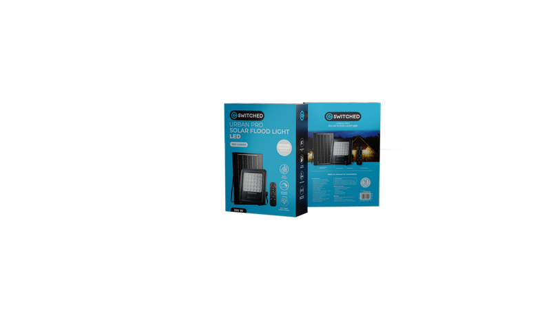 SWITCHED Urban PRO Series 100W Solar Floodlight with Remote - Black