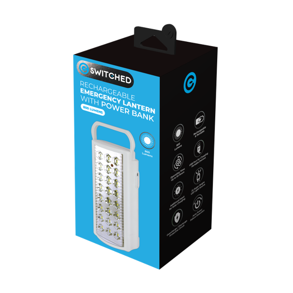 SWITCHED Rechargeable Emergency Lantern with Power Bank 800 Lumen - White