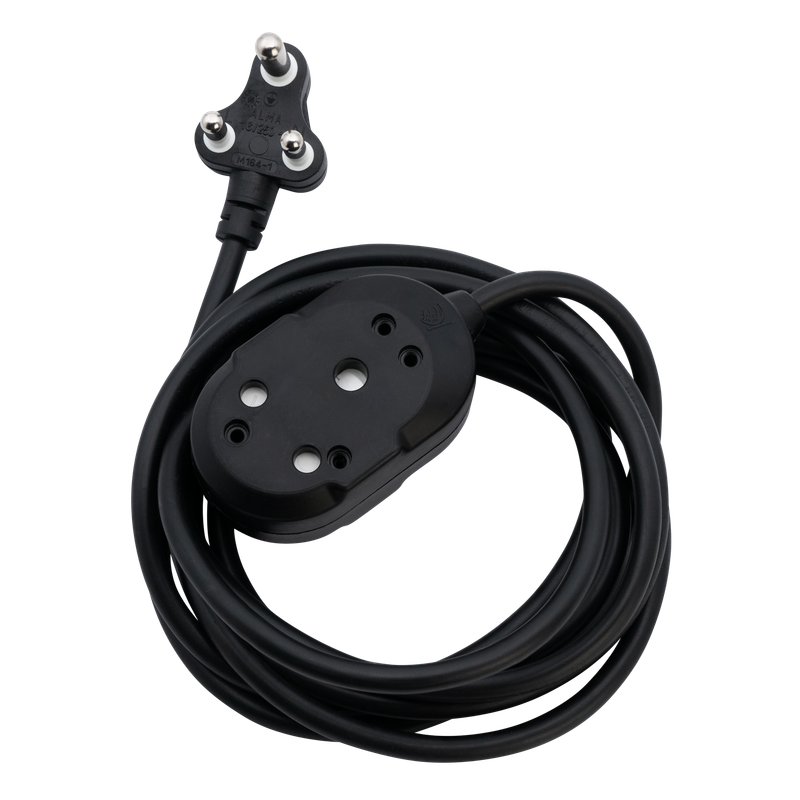SWITCHED Light DUTY BTB EXTENSION LEADS 2 x 16A Socket 20m - Black