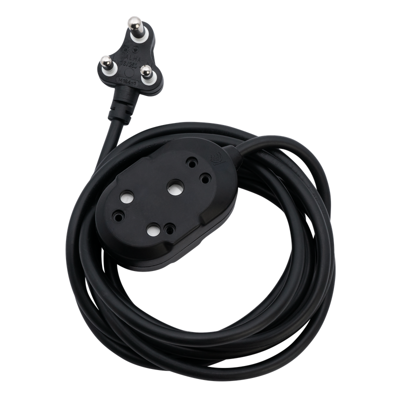 SWITCHED Heavy DUTY BTB EXTENSION LEADS 2 x 16A Socket 10m - Black