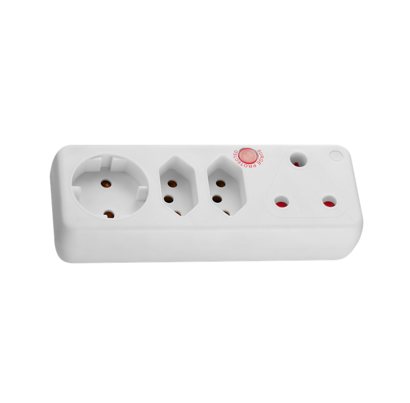 SWITCHED 3 PIN Adaptor-1x 16A2X5A1x10A 3PIN Euro + Medium Surge