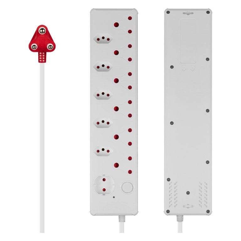 Switched 12-way Medium Surge Protection Multiplug with 0.5m Cord White