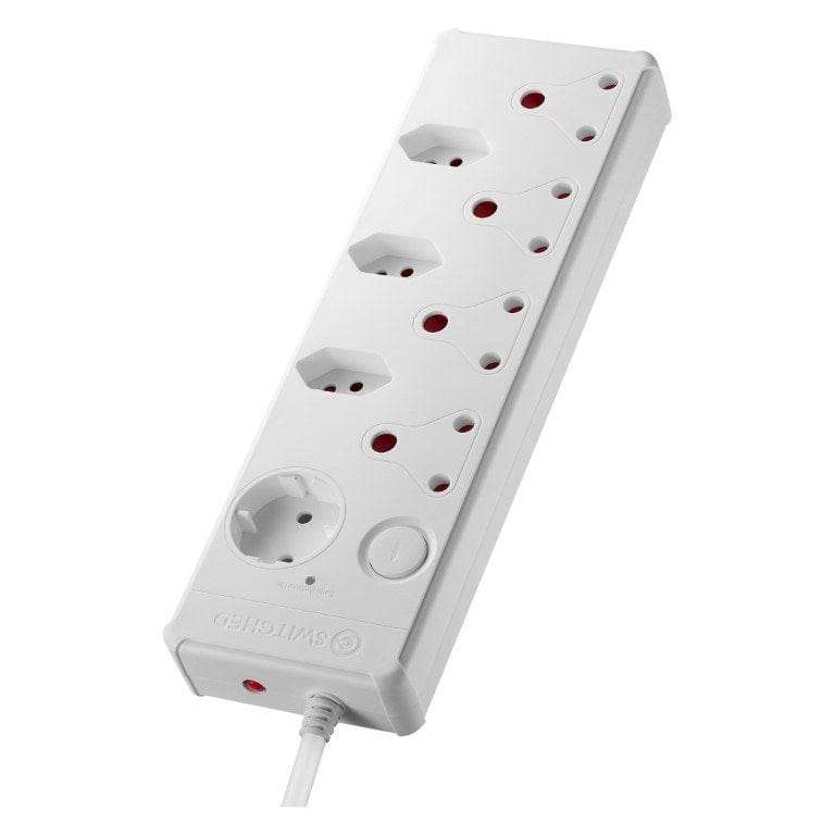 Switched 8-way Medium Surge Protection Multiplug with 0.5m Cord White