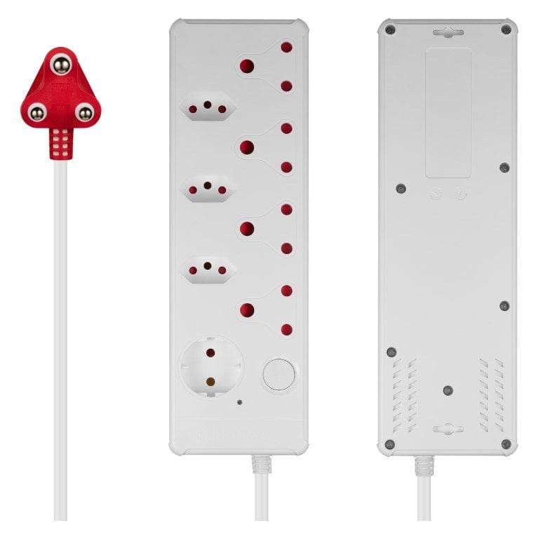 Switched 8-way Medium Surge Protection Multiplug with 0.5m Cord White