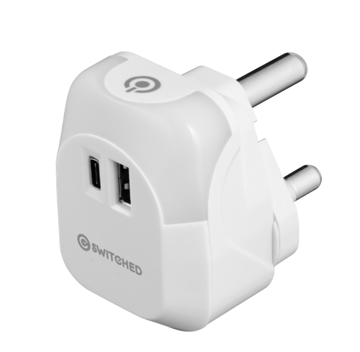 SWITCHED Halo Fast Charge Power Adaptor USB and TypeC Ports Output 17W-Soft Touch Night Light