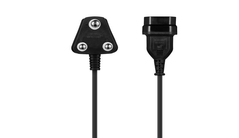 SWITCHED Easy Cable Extender SA 3Pin to 2Pin Euro Socket 2M - Black
