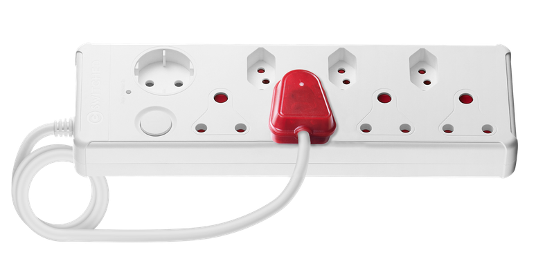 SWITCHED 8-way High Surge Multiplug 0.5m - White