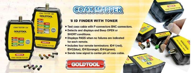 Goldtool Coax Cable Mapper 8 ID Finder with Toner-Handheld testing device designed for CATV and S...
