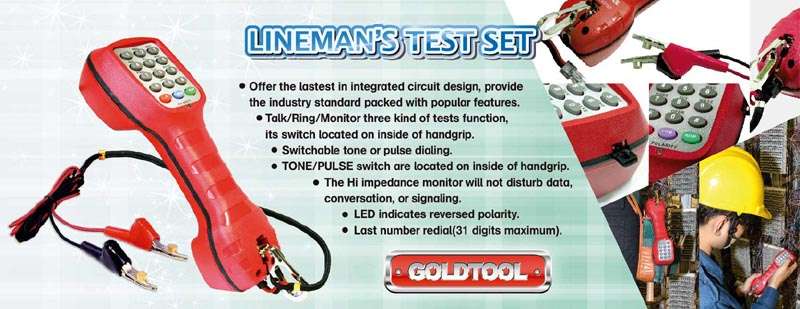 Goldtool Linemans Test Set -to provide both DTMF (touch tone) and dial pulse output-Talk/Ring/Mon...