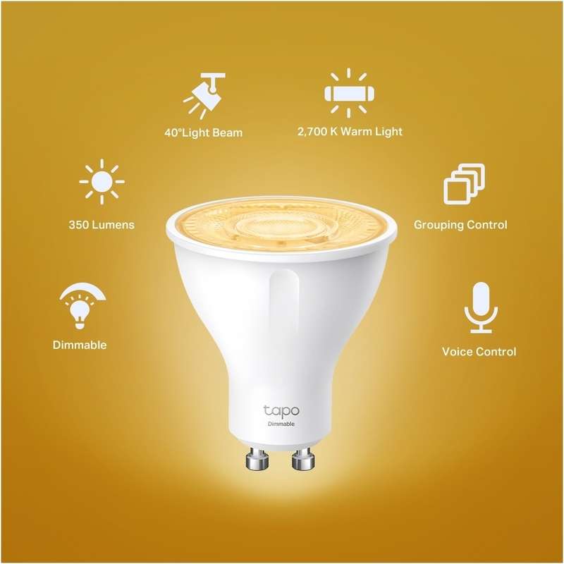 TP-Link Tapo 2.9 Smart Wi-Fi Bulb 2.9W Warm White Dimmable GU10