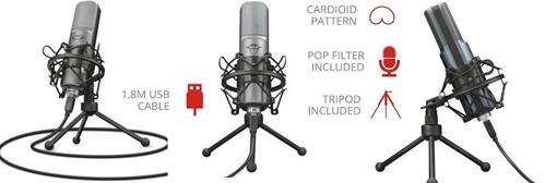 Trust GXT 242 Lance Streaming Microphone With Tripod Stand