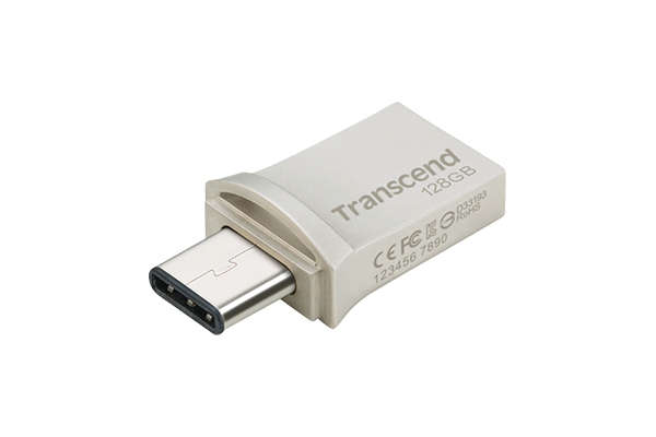 Transcend 128GB Jetflash 890 USB-C &amp; USB 3.1 OTG Flash Drive - Silver