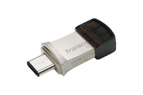 Transcend 128GB Jetflash 890 USB-C &amp; USB 3.1 OTG Flash Drive - Silver