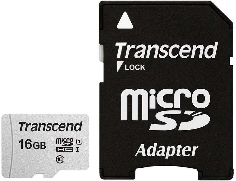 Transcend 300s 16GB MicroSD Uhs-I U1 Class 10 Read 95 Mb/S Write 45mb/S With SD Adaptor
